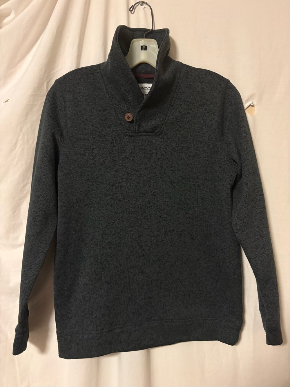 Sonoma Charcoal Mock-Neck Sweater with Button Placket